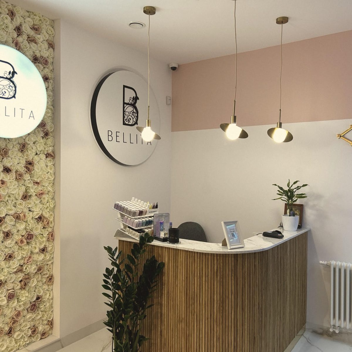 Bellita salon interior — reception desk